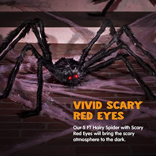 JOYIN Halloween Outdoor Decorations Giant Spider, 5 Ft Large Spider for Yard Lawn Garden Patio Scary Halloween Outside Decor, Indoor Haunted House Prop and Home Party Decor, Black - Image 4