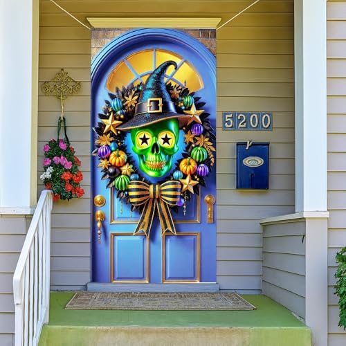 Witch Skull Wreath Halloween Door Banner, Front Door. - Image 7