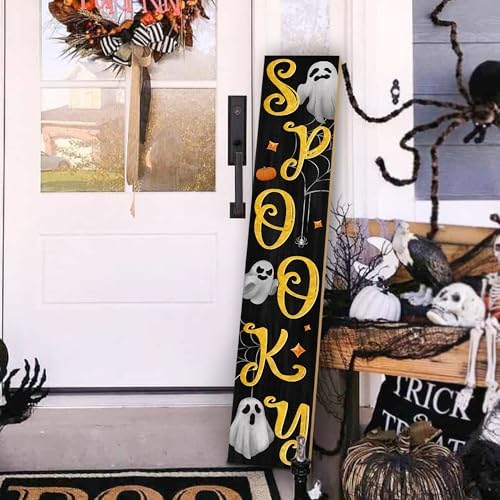 Halloween Welcome Porch Sign Decor Spooky Wooden Hanging Sign Door Porch Standing Decorative Signs Plaques for Front Door Farmhouse Outdoor Indoor Welcome Sign Wall Craft Decor 47.2"H - Image 6