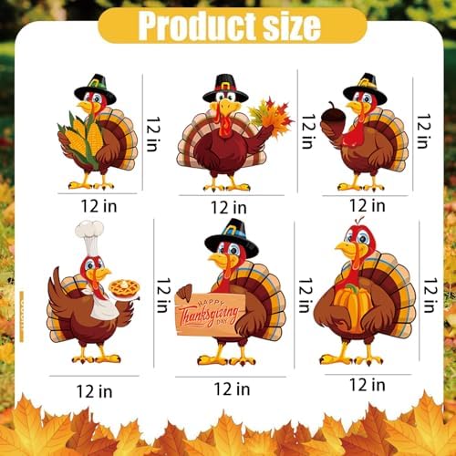 Thanksgiving Yard Signs Outdoor Decorations - 6 PCS Turkey Yard Stakes Outside Decor - Fall Harvest Party Decorative Signs for Yard Home Lawn Patio Garden - Image 3