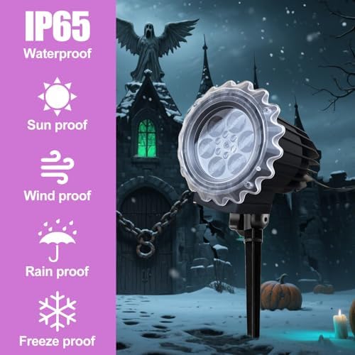 Halloween Projector Lights Outdoor, 3D-Dynamic Outdoor Holiday Light Projector with 4 Different Rotating Patterns, Ghost, Skull, Waterproof for Birthday Party Yard Decorations - Image 5