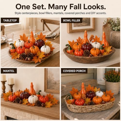 ShellKingdom Artificial Pumpkin Set for Halloween Thanksgiving Fall Harvest - Image 6