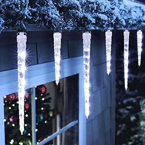 Joomer Icicle Christmas Lights Outdoor,13FT 20 Icicles 400 LED, White - Image 3