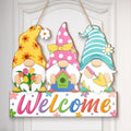 Ferraycle Spring Flower Door Sign Easter Bunny Door Decor Hello Spring Sign Welcome for Front Colorful Wooden Hanging Decorations for Home Indoor Outdoor Farmhouse (Gnome) by Ferraycle