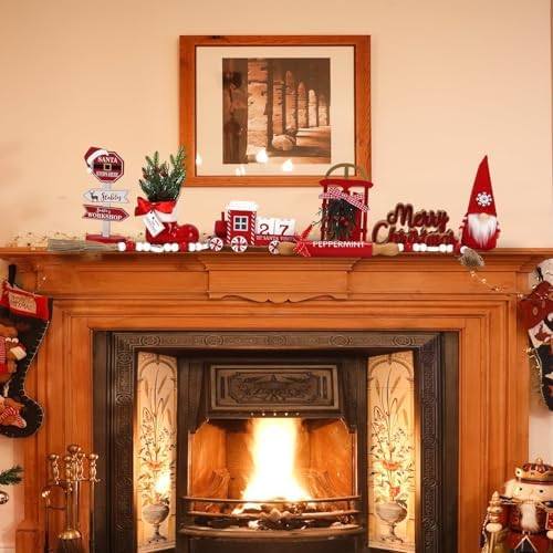 Christmas Decorations for Home Office 8 PCS Tiered Tray Decor Set - Image 5