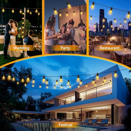 Outdoor String Lights Patio LED - Light Outside Waterproof S14 Porch Lighting Edison Plastic Bulb Pergola Hanging Balcony Connectable Backyard Yard Gazebo Party Garden Bistro 20M 65FT - Image 6