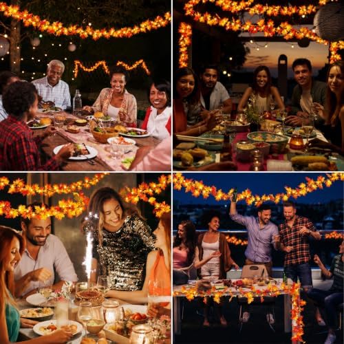 Fall Decorations for Home 9FT Plug in Fall Garland with Lights Halloween Decorations 50 Orange Bulbs, Connectable Fall Lights for Indoor Outdoor Halloween Harvest Thanksgivings Decorations(2 Packs) - Image 5