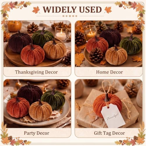 Vercraft 12 Pcs Fall Pumpkin Hanging Ornament, Fall Tree Decor, Elegant - Image 5