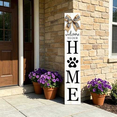 Foutcheou Welcome to Our Home Front Door Sign, 47"X8", White - Image 6