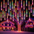 PEMOTech Christmas Lights Outdoor,24 Tubes 864 LED 20 Inch,Multicolor Meteor Shower Lights Outdoor,Waterproof Luces Navideñas para Exteriores,50 ft for Christmas Tree,Party,Garden Decor by PEMOTech