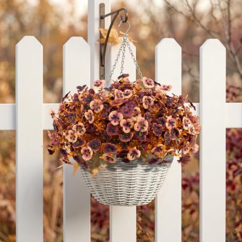 16 Bundles Fall Outdoor Artificial Pansy Flowers Autumn Garden Decor - Image 4