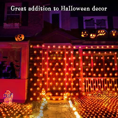 BlcTec Halloween Net Lights 360 LED 9.8ft x 6.6 Orange Halloween Lights with 8 Modes, Timer, Connectable, Waterproof & Dark Green Wire Design for Lawn, Porch, Shrub, Bushes Outdoor Holiday Decorations - Image 5