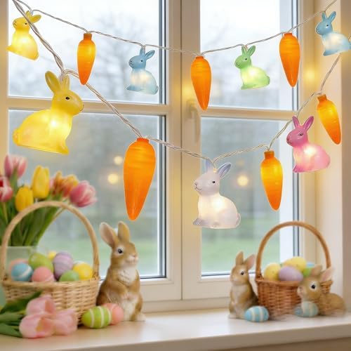 10 LED Bunny Carrot Camping String Lights, 8.5Ft Easter Decoration Outdoor by Unknown