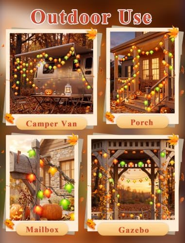 Oviejo Thanksgiving Day Tricolor Maple Leaf String Light with 10 LED Bulbs, 8.5Ft Plug in Multi-Color Fall Lights for Autumn Thanksgiving Day Halloween Christmas Home Decor, Black Wire - Image 7