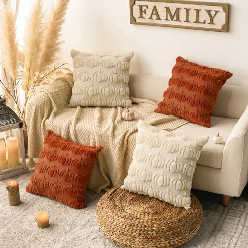 AVOIN colorlife Caramel Beige Fall Throw Pillow Covers 18x18 Inch - Image 2