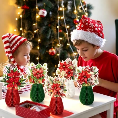 Pedel Christmas Poinsettia Flower Table Centerpiece 9Pcs - Image 3