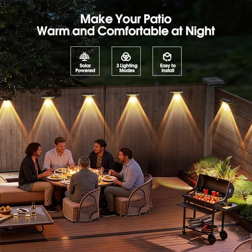 AUDLES Solar Fence Lights Outdoor Waterproof, Fence Lights Solar Powered with 3 CCT Modes, Solar Wall Light for Outside, Step, Patio, Garden, Deck, Stairs - 8 Pack - Image 3