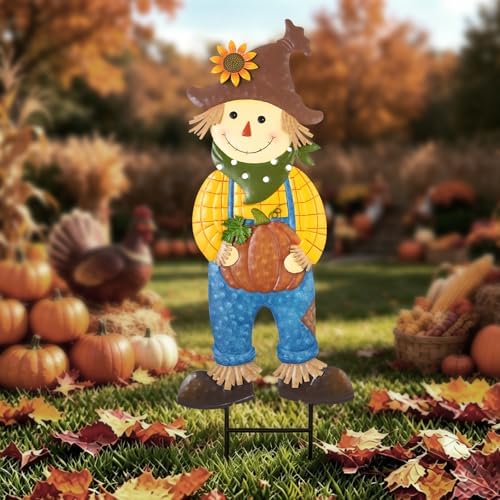 BRIGHTDECK Outdoor Fall Scarecrow Metal Stakes Decorations Autumn Yard Sign by BRIGHTDECK