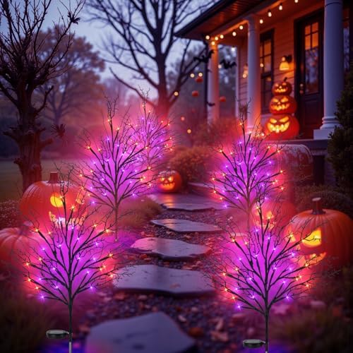 Halloween Solar Pathway Lights 8PCS, Halloween Outdoor Decorations, Artificial Tree Waterproof LED Lights for Lawn Yard Garden Driveway Porch Walkway, Auto On/Off - Image 5