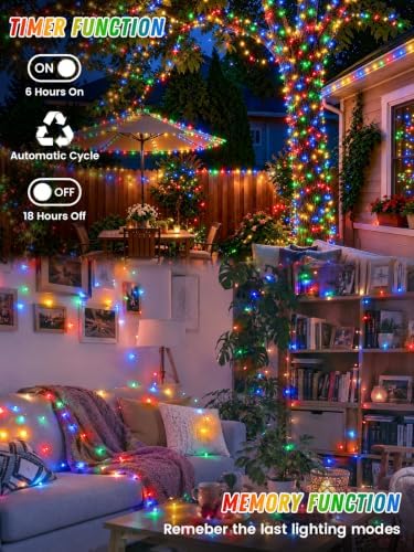 2 Pack 200 LED Fairy Lights Battery Operated with Remote, 66 FT Multicolor - Image 3