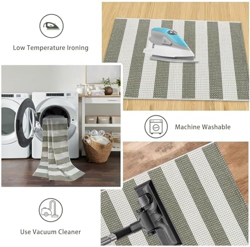 Striped Fall Outdoor Rug 5x7, Washable Cotton Hand Woven Patio Rug - Image 4