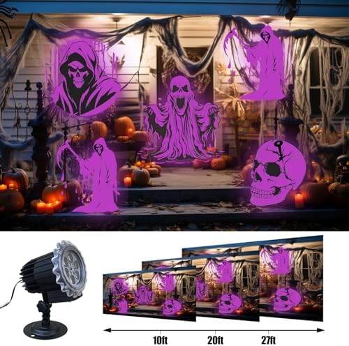 Halloween Projector Lights Outdoor, 3D-Dynamic Outdoor Holiday Light Projector with 4 Different Rotating Patterns, Ghost, Skull, Waterproof for Birthday Party Yard Decorations - Image 6
