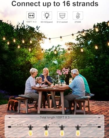 Svater 300 FT Outdoor String Lights, Patio Lights for Outside Waterproof - Image 3