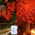 Outdoor Indoor Lighted Halloween Tree Branches Decoration, 3PCS Artificial Lit Twig Branch with Orange Fairy Lights, Battery Operated with Timer, Halloween Decor for Fireplace Pathway Lawn Front Porch by AMARS