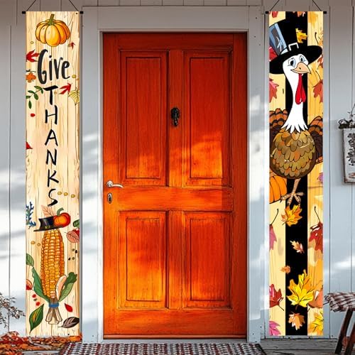 BlissYard Give Thanks Thanksgiving Door Banner 12 x 71 Inch - Image 2