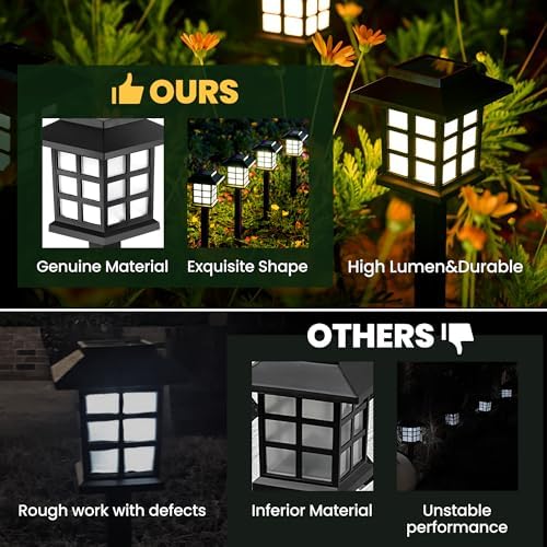 GIGALUMI Solar Lights Outdoor Waterproof 8 Pack, LED Garden Decor - Image 3