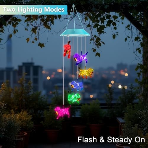 Solar Wind Chimes Outdoor, Color Changing Dog Gift for Mom Grandma - Image 3