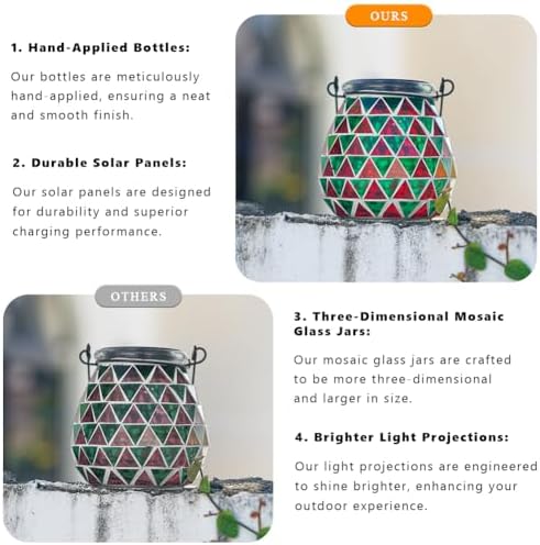 Starsoul Solar Lanterns Outdoor Waterproof, Vibrant Mosaic Hanging Solar Lights, Decorative Solar Lantern for Outside Garden Decor - Image 5