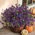 Daisy Artificial Flowers for Outdoors Decor, 12 Bundles Faux Daisy with Eucalyptus Fake Plants Greenery UV Resistant Look Real Colorful Faux Flowers for Outside Planter Porch Patio Garden, Dark Purple by florisso
