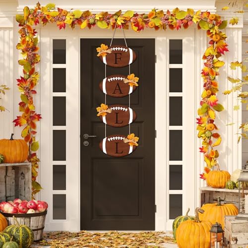 Vicenpal Fall Signs Thanksgiving Porch Decor, Brown, Football - Image 4