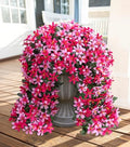 Ivydale Artificial Lily Flowers for Outdoors Fake Hanging Flower Vines for Outside Decoration, UV Resistant 2PCS Faux Plants for Patio Porch Balcony Garden Yard, Pink & Rose by Ivydale