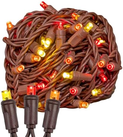 Novelty Lights 34ft 100 LED Yellow, Red, Orange Christmas String Lights by NoveltyLights-LightExperts