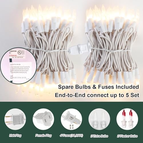 LAMPHOME 100 Count White Frost Christmas Lights,Mini Clear Lights 21ft White Wire Christmas Tree String Lights Set for Outdoor Indoor Christmas Decorations Wedding Decorations Valentines Day Decor - Image 2