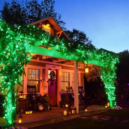 LAMPHOME Green Halloween String Lights,Green Christmas Lights 150Lights 31.9ft UL Certified St. Patrick's Day Mini String Lights Set for Outdoor Christmas Tree Garden Party Patio Garland Decor - Image 6