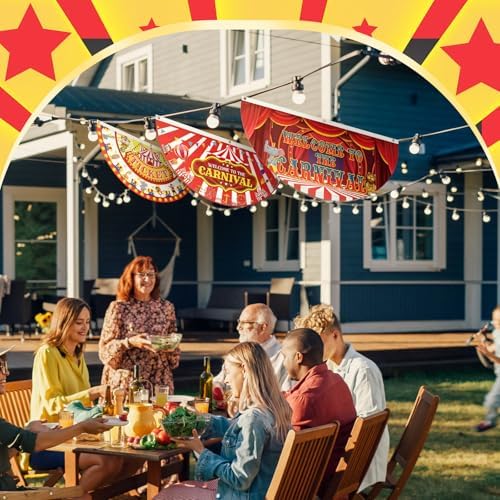 6 Pcs Circus Carnival Decoration Bunting Welcome Carnival Half Banner - Image 6