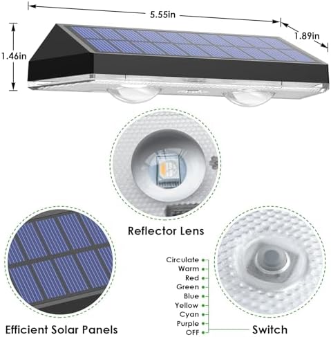 LIANGLOME Solar Fence Lights Outdoor, 2PK RGB Solar Lights for Outside Backyard, Patio, Deck Fence, Stair Handrail, Pool and Wall - Image 6