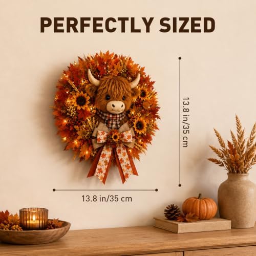 Lighted Scarecrow Fall Wreath for Front Door (N) - Image 2