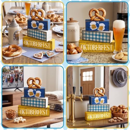 Yuntau 4 Pcs Oktoberfest Table Decorations Wooden Beer Blocks sign - Image 5