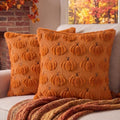 Softalker Fall Throw Pillow Covers 12x12 Set of 2 Small Rust Pumpkin Covers by Softalker