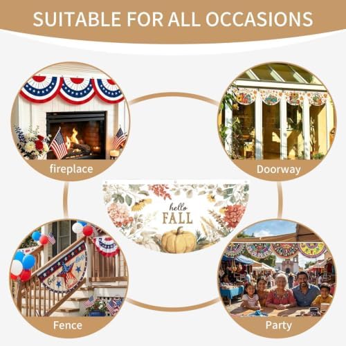 Fall Thanksgiving Semicircular Hanging Decorative Bunting Flag 2pcs - Image 7