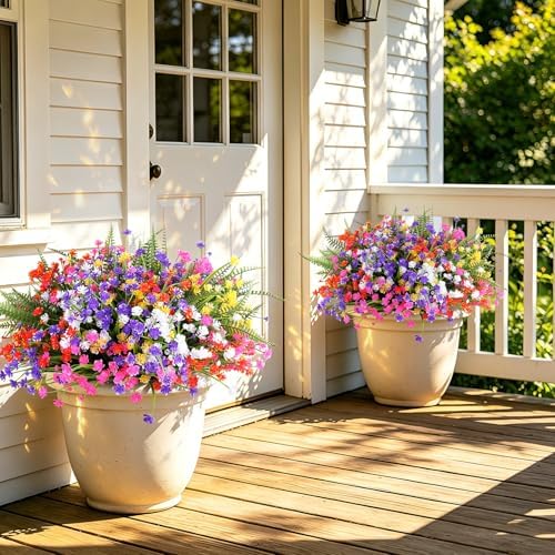 24PCS Artificial Outdoor Flowers, UV Resistant Plastic Flowers - Image 5