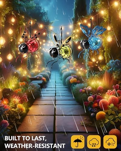Lighted Outdoor Display - Solar Powered Hanging Bee Decor with Bouncy Springs - Outdoor Hanging Solar Lights for Christmas Garden, Yard, Patio, Porch (Blue) - Image 4