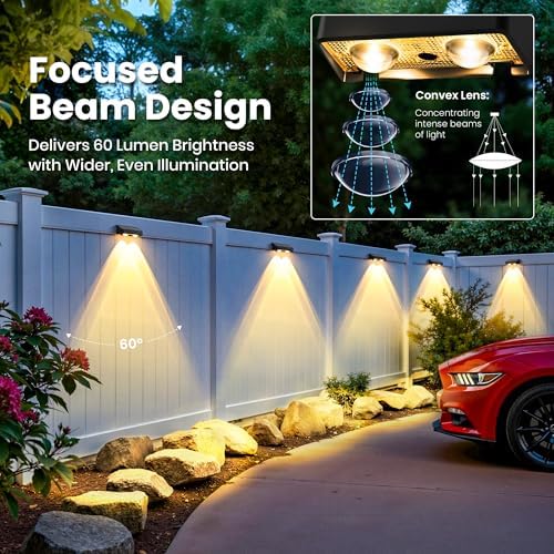 Solar Fence Lights Outdoor, Color Changing, Waterproof IP65, 12 Pack - Image 2