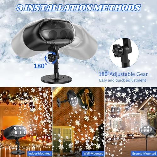 Christmas Projector Lights Outdoor - 2025 Upgrade Falling Vivid Snowflake 6 Bigger LED Waterproof & Adjustable Christmas Snowflake Projector Lights Indoor for Xmas Christmas Party - Image 5
