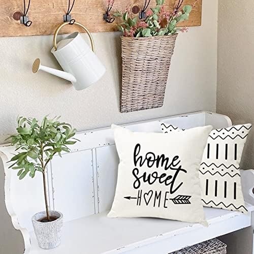 YCOLL Pillow Covers 16x16 Set of 4, Modern Sofa Throw Pillow Cover, Decorative Outdoor Linen Fabric Pillow Case for Couch Bed Car, Cream - Image 6