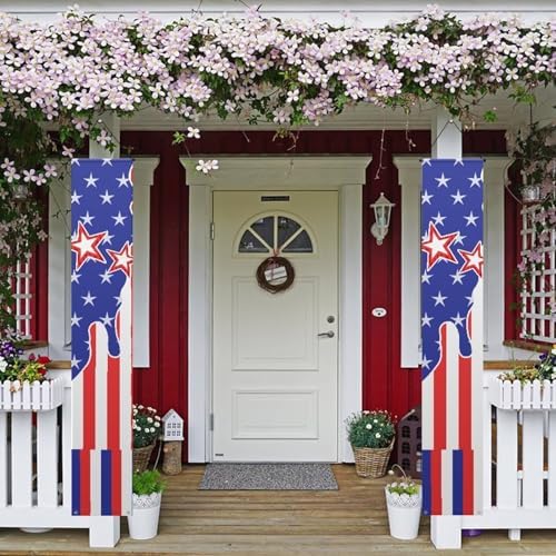 doginthehole 4th of July Decorations Outdoor Happy 4th of July Porch Banner Independence Day Banner for Patriotic Memorial Party Supplies by doginthehole